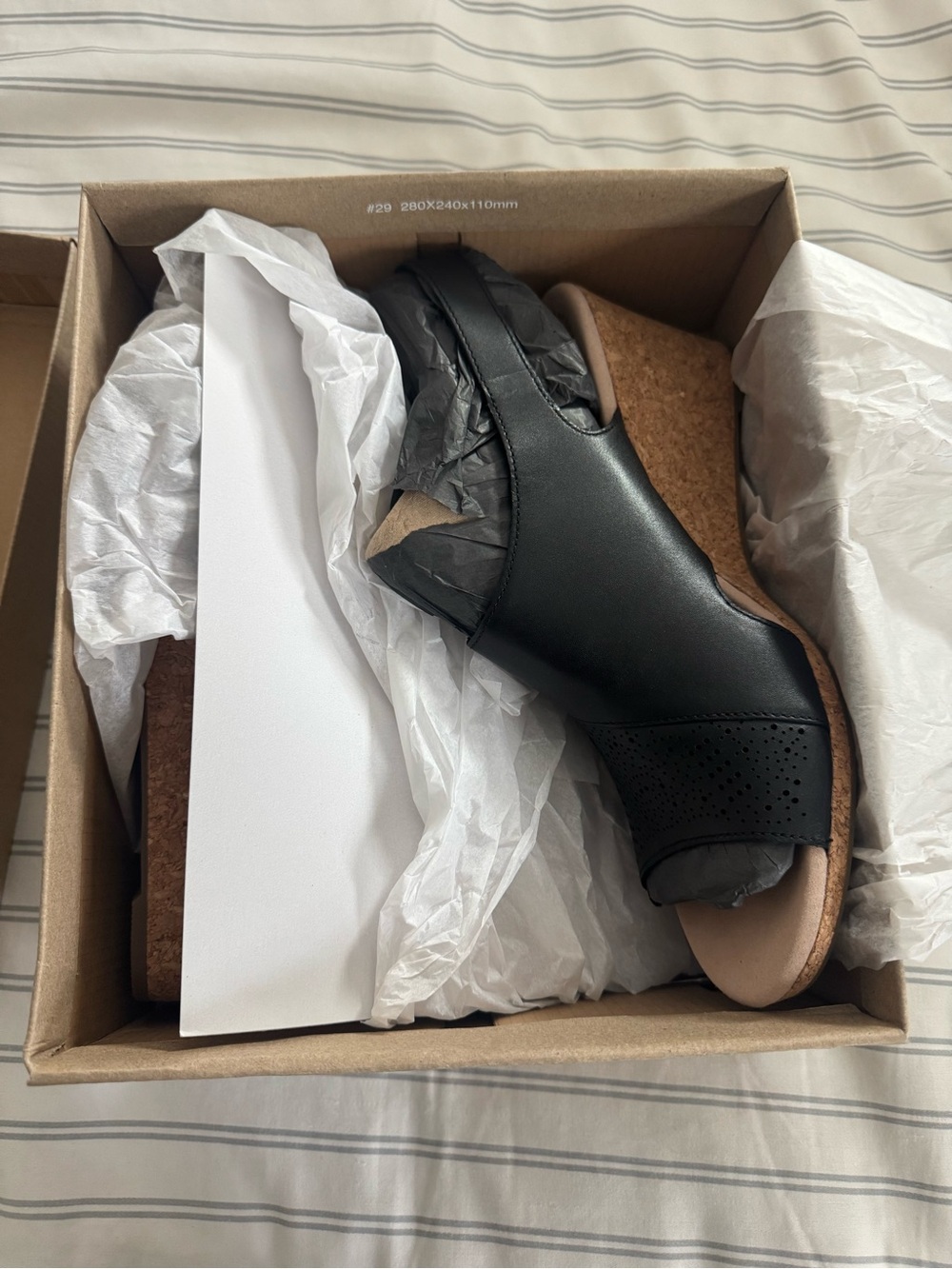Clarks Black Cork Wedge Slingback Sandals 11w